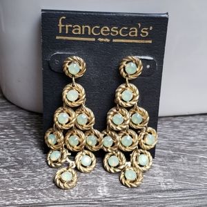 Ladies Gold Tone Pierced Drop Earrings, never worn.